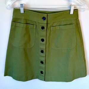 Madewell Olive Green Mini w/ Button Front, Size 0 - New w/ Tags